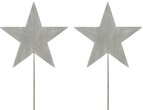 weihnachtlicher stimmungsvoller Garten-Stecker Stern am Stab Dekostern Weihnachtsstern Metall hellgrau Preis für 2 Stück