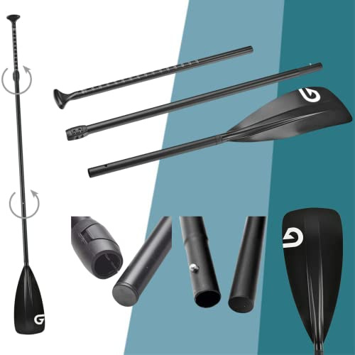 Premium SUP-Paddel für Stand up Paddling Board – robustes Alu-Paddel mit Kunststoffblatt – schwimmt ohne unterzugehen – kleines Packmaß (3-Teilig) – Größe individuell verstellbar