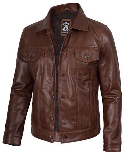 Blingsoul Lambskin Leather Jackets for Men | [1107343] Fernando Brown, M