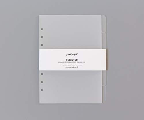 pen & pages® Register Trennblätter für Ringplaner - Din A5-6 Löcher - Divider, Din A5 Organizer, 14,8 x 21 cm (transparent)