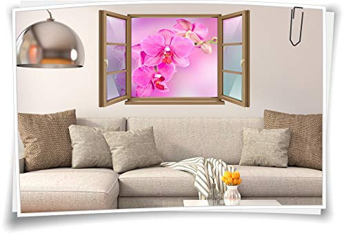 Medianlux Wand-Tattoo Wand-Bild Fenster Orchidee Blume Lila Violett SPA Aufkleber Folie Deko Wohnzimmer Küche Folie Digitaldruck, 90x58cm wb22wb885-127893