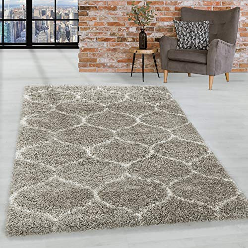 HomebyHome Shaggy Teppich Läufer Flur 80 x 250 cm - Hochflor Teppich Skandi Design Beige Extra Weich und Flauschig - Bettvorleger Teppich für Schlafzimmer, Küchenläufer - Waschbarer Küchenläufer