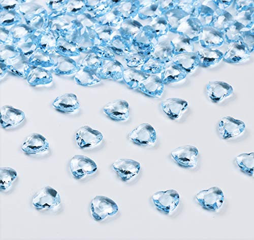 Sweelov 500 Stück hell Blau Herzen Diamantkristalle 12mm glitzernde Streudeko Deko Funkelnd Steine Kristalle Konfetti Diamanten zum Geschenk Füllung Dekoration Hochzeit Verlobung Weihnachten