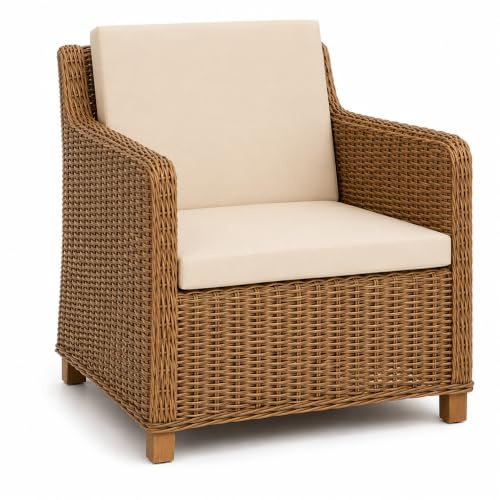 TECNOCUCI Set Cuscini per Divanetti in Rattan/Midollino - Composto da 4 Schienali + 4 Sedili
