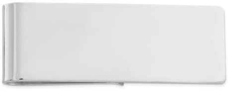 Geldklammer aus 925er-Sterlingsilber, massiv, poliert, flache Rückseite, gravierbar, 48 x 17 mm breit, Schmuck für Herren, Silber, Einheitsgröße