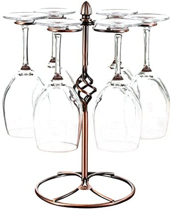 Tomotato Tomotao Portabicchieri da Vino a 6 Ganci, Porta Bicchieri da Vino da Tavolo Verticale Espositore per Bicchieri da Vino in Metallo Vintage per Bar Ristorante Domestico