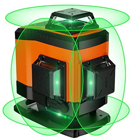DOVOH Laser Level Self Leveling : 16 Lines 4d Laser Level Self-Leveling 4x360 Green Beam for Floor Tiling and Ceiling Dual Rechargeable Batteries Magnetic Bracket Included, K4-360G