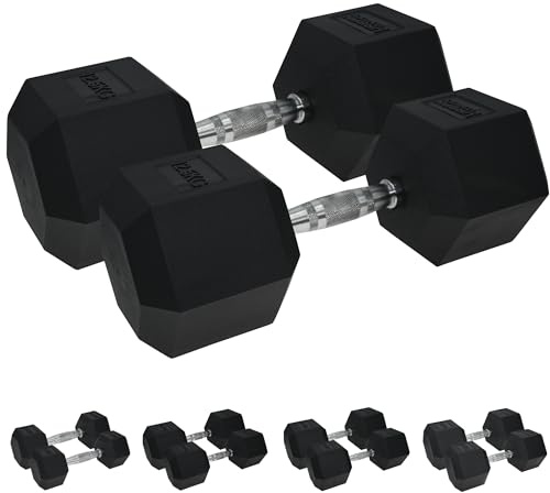Urban Fitness PRO Hex Hantel - Gummibeschichtet (Paar), 25 kg, Schwarz