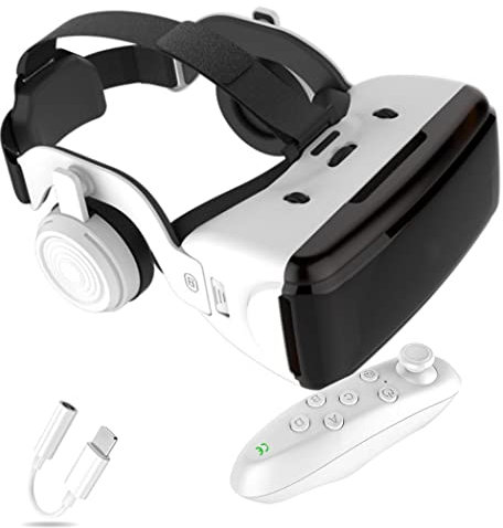 JYMYGS Gafas de Realidad Virtual, 3D VR Gafas con Controlador Bluetooth para Juegos Visión Panorámico VR Glasses para iPhone 13 Pro Max/13 Pro/13/12/11, para Samsung Galaxy S21, Huawei, Xiaomi