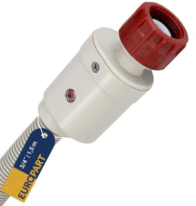 Europart 10071949 - Manguera de entrada para agua caliente (1,5 m, 3/4, 90 °C, con válvula de seguridad Aquastop, universal para lavadoras y lavavajillas)