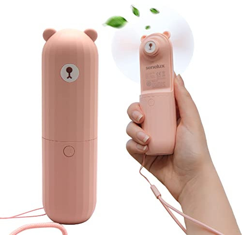 Senelux Mini Hand Held Fan, 2500mAh Battery Operated USB Rechargeable Pocket Fan - Quiet, 12-24 Working Hours for Home Office Outdoor Travel