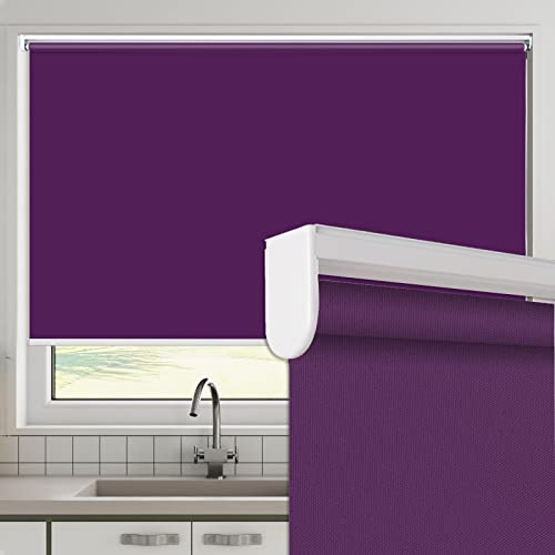 100% Blackout Cordless Window Roller Shades, Made to Order Purple Window Roller Blinds, Easy Installation for Home and Office