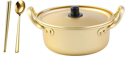 1 Satz 20cm Shabu Hot Pot Edelstahl Cookware, Tragbare Mini Antihaft Multikocher,Mini Hot Bowl Ramen Cooker Antihaft,Stainless Steel Pot with Glass Lid für Suppe Brei Nudeln