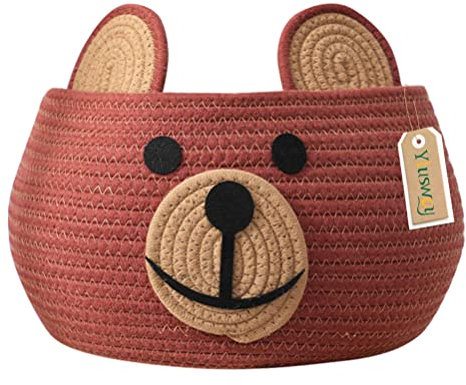 Yiuswoy Baumwollseilkorb Geflochtener Bär Aufbewahrungskorb Multifunktionelle Organizer Körbe für Baby Accessoires, Schminke, Schlüssel (Braun)