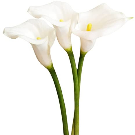 XZJMY 3Pcs Artificial Calla Lily Flowers,25~27''Long Stem Calla Lilies Artificial Flower, Fake Latex Flowers for DIY Wedding Bouquet Party Home Decor(White)