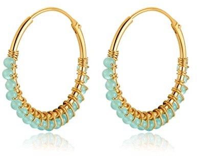 Silber Ohrringe für damen 925 mit kleinen bunten Perlen. Creolen aus Silber 925 für Damen oder 18K Gold, ideal als Geschenk zum Muttertag... Ohrringe mädchen. Schmuck damen