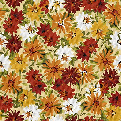 HEKO PANELS Stoff Oxford wasserdicht, Herbst Blumen, 1 Meter 155 x 100 cm | Dekostoffe zum Nähen und Handwerken, blickdichte Möbelstoffe, Nähstoffe DIY, als Meterware erhältlich