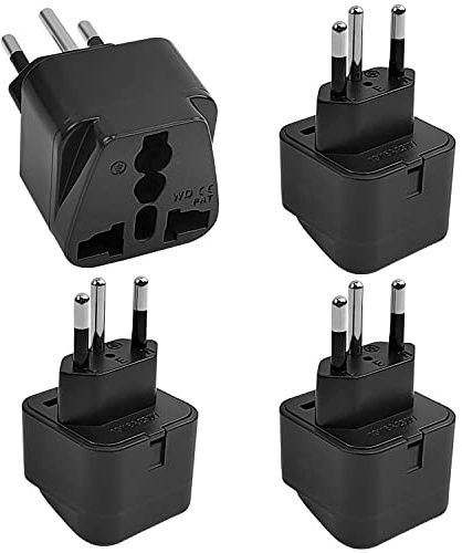 4 stycken reseadaptrar Schweiz svart, typ-J resekontakt, EU/UK/IT till Schweiz adapter, universell kontakt till reseadapter Schweiz, Schweiz uttagsadapter