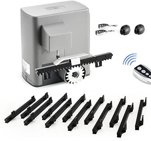 CO-Z Schiebetorantrieb Set bis 600 kg Hoftorantrieb 280w Garagentorantrieb mit 2 Fernbedienung Toröffner mit 12 Nylonzahnstangen Automatic Sliding Gate Opener AC