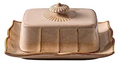 WAIT FLY Beurrier vintage en céramique avec couvercle pour comptoir de cuisine, décoration d'intérieur - kaki - 1 pièce
