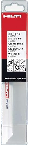 Hilti 2099362 Juego de 9 hojas de sierra de sable SRB (Para tareas de corte en cualquier metal y madera. Hojas bimetálicas)