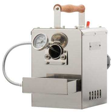 KALDI Motor Drive Type home coffee roaster, size(200g), Bi-metal thermometer, chaff tray included, hopper/sampler option, gas burner required, No thermocouples supported