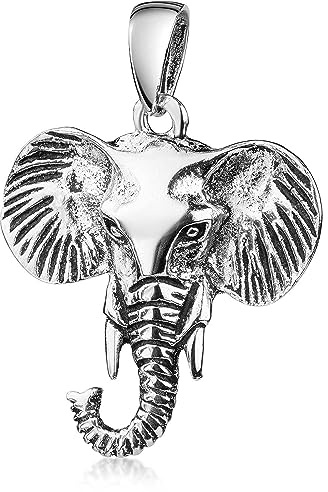 MATERIA by Matthias Wagner Kettenanhänger Elefant Kopf 925 Sterling Silber oxidiert KA-187