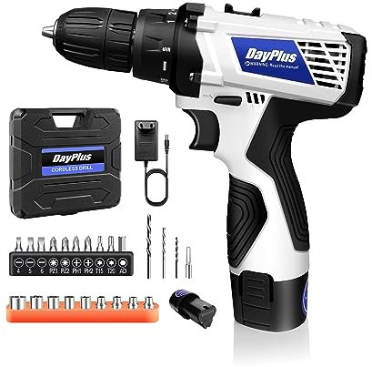 Akku Schlagbohrschrauber 16.8V mit 1 Akku 1.3Ah und Ladegerät, 18+1 Drehmoment Funktion, 2 Variable Geschwindigkeit, Kombi-Hammer mit 23 Zubehör, Einfach Installieren, LED-Arbeitsleuchten, 45Nm