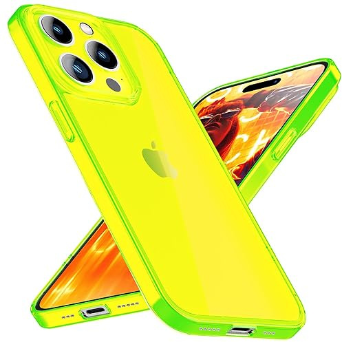 NALIA Neon Silikonhülle für iPhone 15 Pro Max - Hülle, Gelb | Rutschfester Grip in der Hand, Kabelloses Laden, Bündiger Kamera-Abschluss, Erhöhter Rand zum Ablegen, VIBE