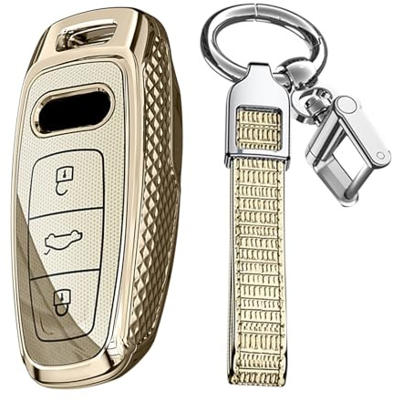 KUNIO Keyless Custodia per chiave adatta per Audi A8 A8L Q8 A3 Sportback A6 A7 Q7 RS6 S6 S7 SQ8 Q4 SQ7 TFSI chiave auto custodia PC custodia protettiva portachiavi 3 tasti