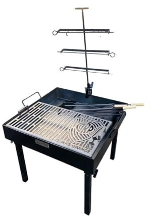 Barbacoa Parrilla Fogonero Equipos de Futbol Argentinos Cuadrado 75 Diametro Aire Libre Artesanal. Color Negro. Medidas 75x75 cm cm Incluye Accesorios (Negro R)