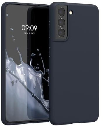 kwmobile Custodia Compatibile con Samsung Galaxy S21 Cover - Back Case per Smartphone in Silicone TPU - Protezione Gommata - blu scuro