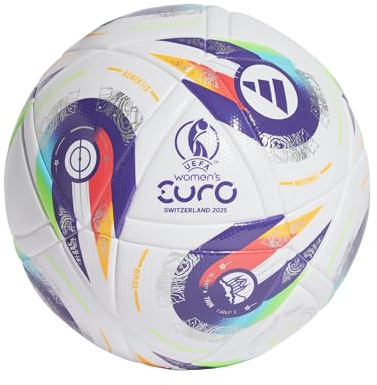 adidas Unisex Womens EUROs 2025 Official Football, White / Pantone / Pantone / Lucid Lemon, 5