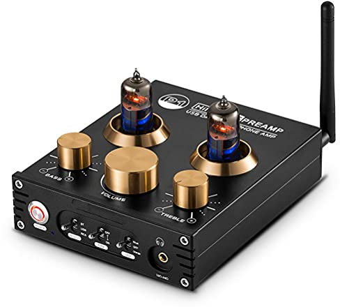 CZYGPHY Preamplificador de válvulas HiFi 5.0 6J5, preamplificador de Graves, Amplificador de Auriculares de Audio estéreo DAC