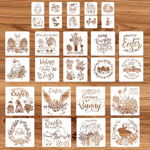 28 pezzi Pasqua Stencil,Pasqua tema disegno Stencils Journal pittura modelli per la festa di Pasqua Home Decor fai da te Crafts Scrapbook Making