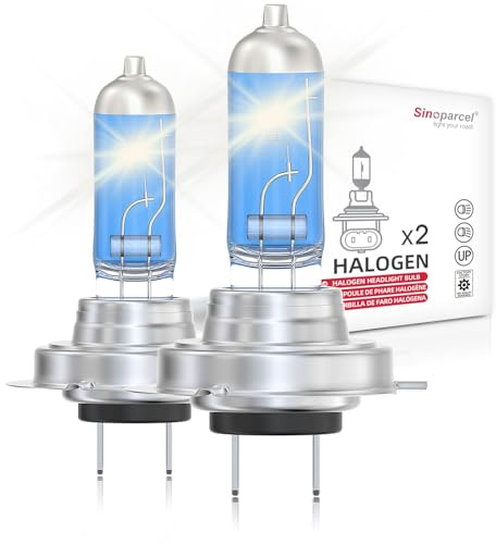 Sinoparcel H7 Ampoules Halogène 5000K Blanche Lot de 2 | Lampe Originale au Remplacer Feux de Route/Croisement ou Brouillard pour Voiture DC 12V 55W