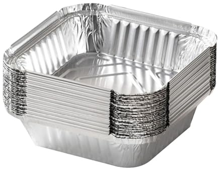 Hyuwdai 20 vassoi in alluminio per friggitrice ad aria, scatole per torte da asporto, scatole per imballaggio in alluminio (16 cm x 16 cm, 20 pezzi)