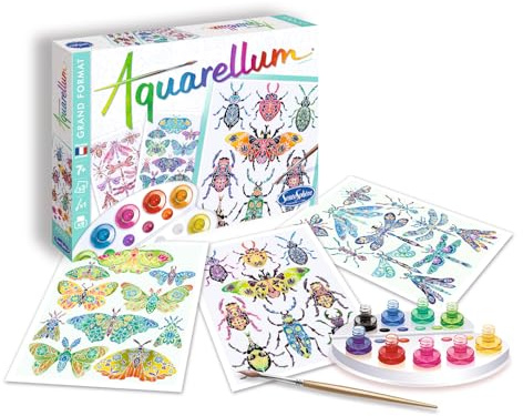 Sentosphère 3906402 Aquarellum, Aquarell-Mal-Set für Kinder, Motiv Insekten, große Malvorlagen, DIY Kreativset, Bastelset, Malset ab 7 Jahren