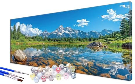Malen Nach Zahlen Landschaft Malen Nach Zahlen Erwachsene Groß XXL 50x100cm,DIY Handgemalt Ölgemälde Bastelset Kit für Anfänger mit 3 Feinen Pinseln und Acrylfarbe,Zimmer Deko,Ohne Rahmen,Stein JC-392