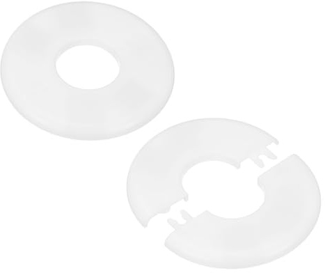 M METERXITY 2-Pack Flangia A Parete Divisa, Per Tubo OD 1.3 Pollici/32mm Piastra ABS Autoadesiva Copritubo Rotondo Per Tubazioni Idriche/Rubinetti [Bianco]