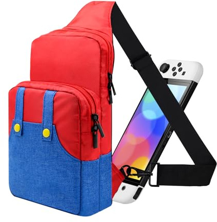 Vadaxx Cute Travel Bag for Nintendo Switch/2/Lite/OLED, Small Sling Portable Waterproof Backpack Carrying Crossbody Shoulder Chest Gaming Bag Case for NS SD Console Dock Joy-Cons Accessories Storage