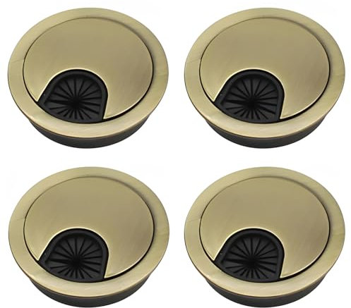 4Pcs Desk Plug Hole Cover, Desk Cable Grommet 60mm, Round Cable Hole Cover for Desktop Cable Organizer (Bronze)