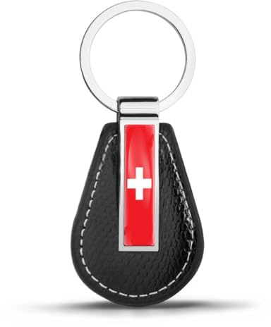 Biomar Labs Porte-clés en cuir 3D pour homme et femme - Accessoires de voiture - En acier inoxydable - Cadeau