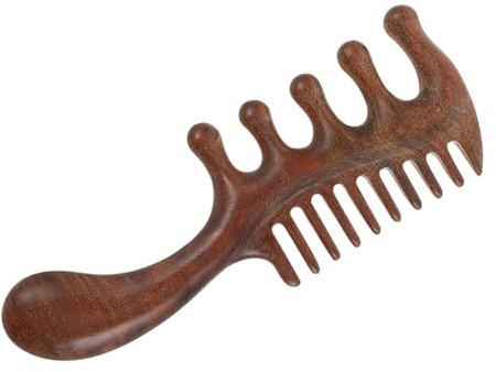 ERINGOGO Kopfhaut Massage Kamm mit Fünfzackigem Rundkopf Design zur Stimulierenden Kopfhautmassage für Männer und Kinder Brauner Holzkamm zur Entspannung