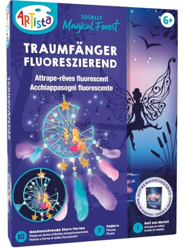 ARTISTA 9342959 Bastelset Nachtleuchtender Traumfänger mit fluoreszierenden Perlen, Kreativset in praktischer Aufbewahrungsbox, DIY-Kit für Kinder ab 6 Jahren