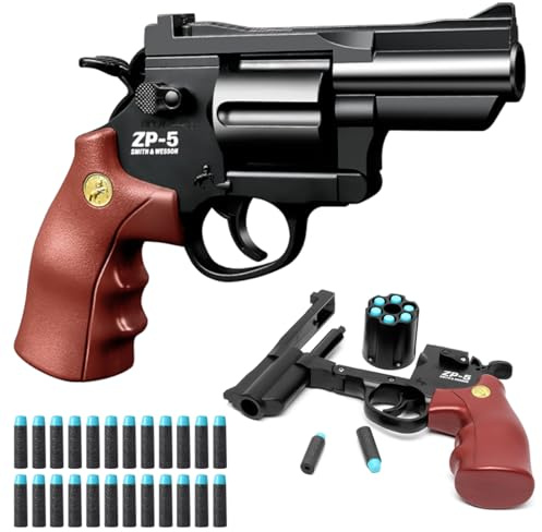 Revolver giocattolo in plastica, pistola giocattolo con 24 munizioni, giocattolo divertente, airsoft revolver, pistola giocattolo, puntelli cosplay revolver