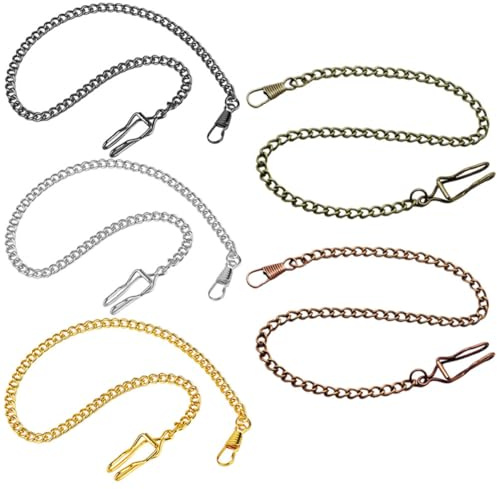 BESPORTBLE 5 Stück Taschenuhrenketten aus Legierung 39cm Metallclip Antik Retro Zubehör für Herren Damen Taschen