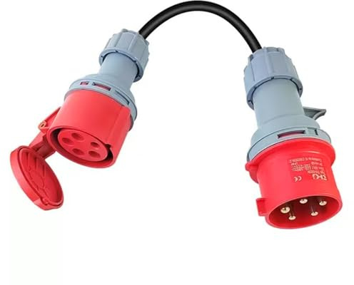 CEE Adapter 32A Auf 16A, Starkstrom Adapter mit 50 cm Kabel, IP44 Schutz, 5-polig, Starkstrom Verteiler 400V, Adapter für Elektroauto Zubehör für Werkstätten Industrie und Baustellen