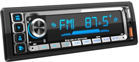 RDS Autoradio Bluetooth 5.0 Vivavoce, Wistrue Stereo Auto Bluetooth FM/AM Autoradio1 Din per Auto, Supporto Vivavoce 2USB/AUX/SD/TF/WMA /MP3/WAV/iOS Android
