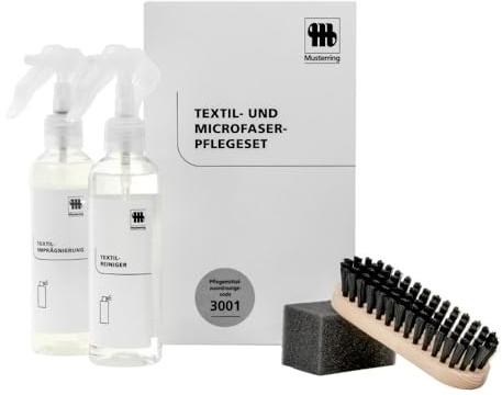 Musterring Textil- & Microfaser Pflegeset – Textilreiniger & Imprägnierung je 200 ml inkl. Bürste & Schwamm – Fleckenentferner für Polster, Teppiche, Sofas & Alcantara